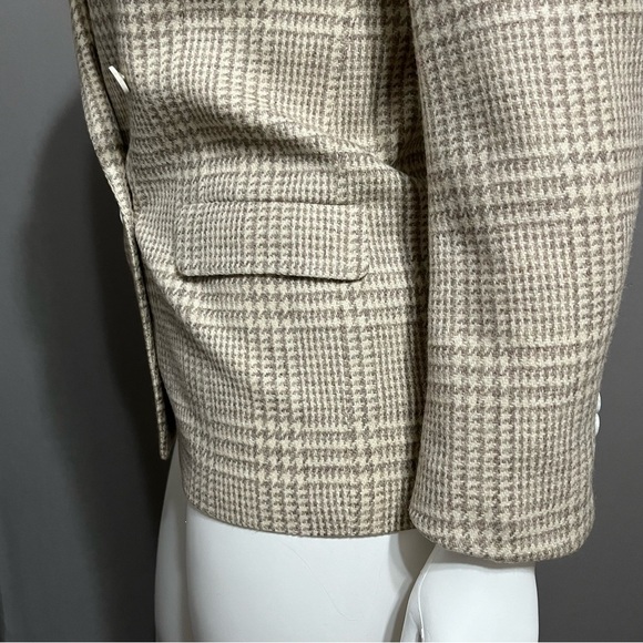 Austin Reed Wool Blend Tan Houndstooth Unisex Blazer Sz-XL - Picture 6 of 12